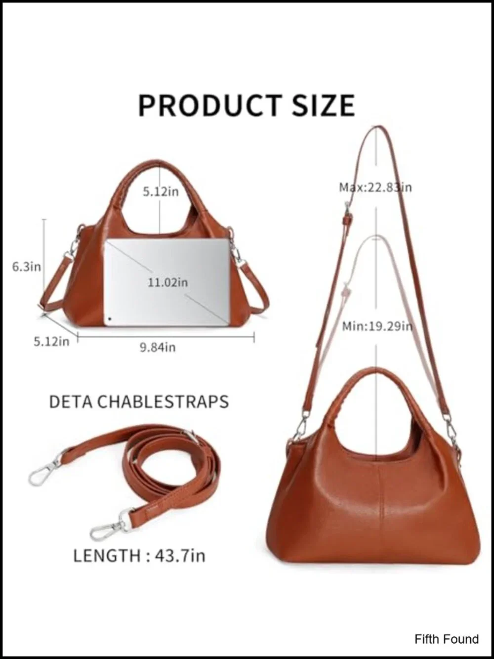PU Leather Medium Hobo Shoulder Bag with Top Handle Adjustable Strap
